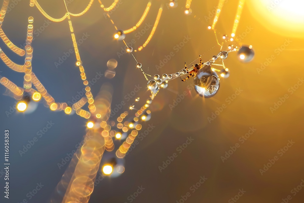 Canvas Prints spider web with dew drops