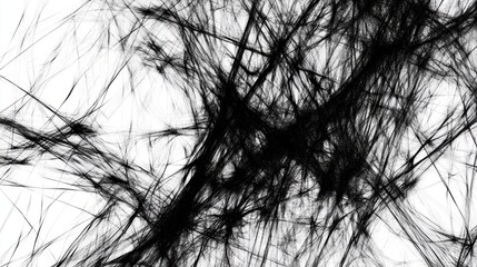 A chaotic, web-like design with interwoven lines and varying shades of black and white.