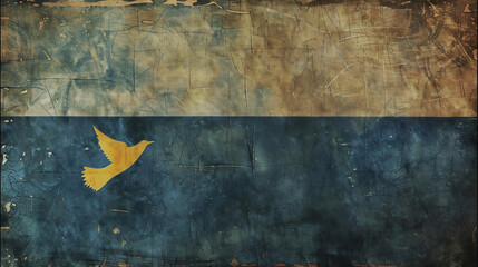 Ukraine flag color flying bird simple drawing. Stop war