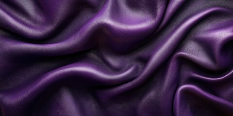 Obraz premium Luxurious deep purple fabric elegantly drapes across an artistic backdrop, showcasing rich textures and tones under soft lighting