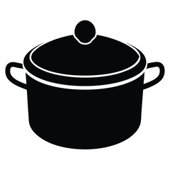 Cooking pot silhouette vector on white background