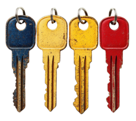 Old Keys Blue Yellow Red Rusty Metal Vintage House Keys Security Access Home Antique Real Estate