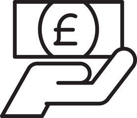 Hand Holding Pound Money Icon
