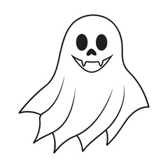 Cute ghost halloween cartoon outline icon