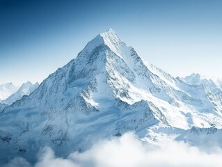 Obraz premium 4,634 meters in the Swiss Alps, snow-capped peak under a clear blue sky.