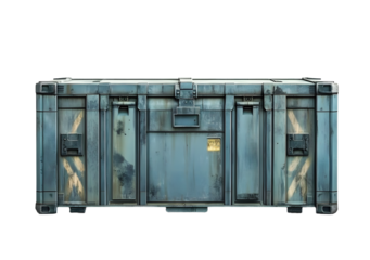 Space-age futuristic sci-fi container isolated on white background. Concept of storage military equipment and games.