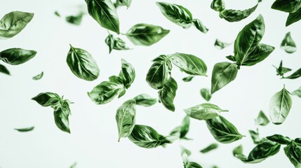 Fresh basil leaves air. Generative AI
