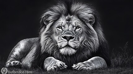 Fototapeta premium Realistic lion sleeping pencil sketch pictures showcasing peaceful natural beauty