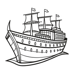 Cruise Ship outline vector illustration
