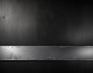 Obraz premium Industrial metal plate on a black brushed metallic background with subtle textures, black brushed metallic, textured background
