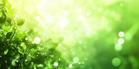 Obraz premium Soft Green Spring Bokeh Background with Blurred Nature Elements, Evoking Tranquility and Freshness in a Serene Environment