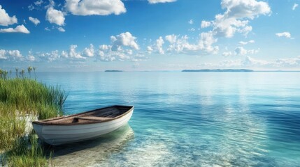 Naklejka premium Serene Seashore with Crystal Clear Water