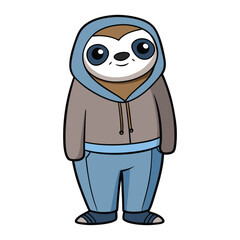 Obraz premium A cute sloth wearing hoodie and baggy pants vector cartoon illustration