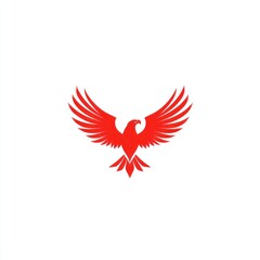 Obraz premium Red Eagle Logo. A stylized red eagle with wings outstretched, suitable for emblem design.