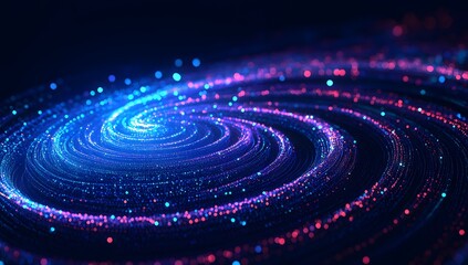 Obraz premium Abstract Cosmic Swirl of Neon Lights Representing Galaxy, Space, and Futuristic Technology