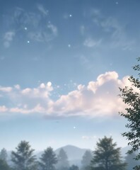 Obraz premium Soft morning sky with soft light blue background and a bokeh effect, morning sky, subtle colors