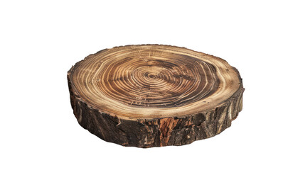 A cross-section of a tree stump showcasing its growth rings, ideal for rustic decor or woodworking projects.