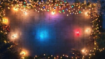 Obraz premium Christmas lights setup flat design top view outdoor scene water color vivid