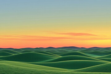 Fototapeta premium Serene Sunrise Over Rolling Green Hills