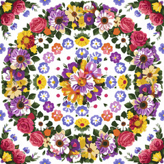 Flower Daisy Blue Pink pettern