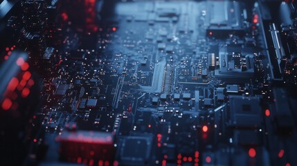 Fototapeta premium The circuit elements are carefully arranged on a development board that showcases innovation and precision electronic engineering, with each element playing a crucial role in creating functional techn