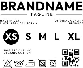 Clothing label tag template