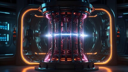fusion reactor concept generating plasma energy in a futuristic setting