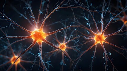 Fototapeta premium neurons firing signals with glowing synapses in the brain