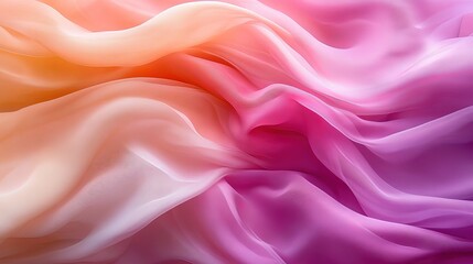 Obraz premium Flowing sheer fabric with a gradient from yellow to pink.