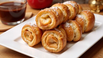 Fototapeta premium Cream-Filled Pastries with Coffee