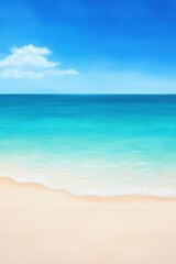 Obraz premium Vivid tropical beach with crystal-clear waters and bright skies