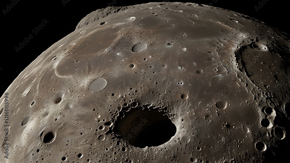 Wall mural close-up view of the moon’s surface showing detailed craters under sharp lighting
