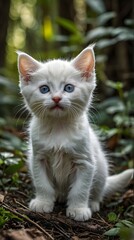 Cute and Playful Kitten Exploring the Forest 