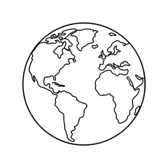Earth map in outline style world map. Vector line illustration