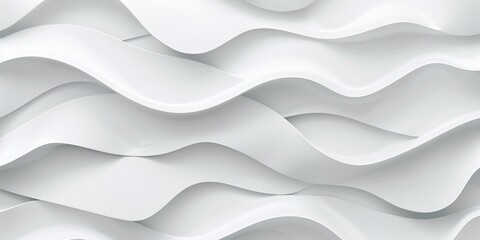 Abstract Digital Artwork of Glossy White Flowing Waves with Minimalist Monochromatic Aestheticc