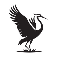 Obraz premium Stylish crane silhouette for modern media and design applications - Crane illustration - minimallest crane vector 