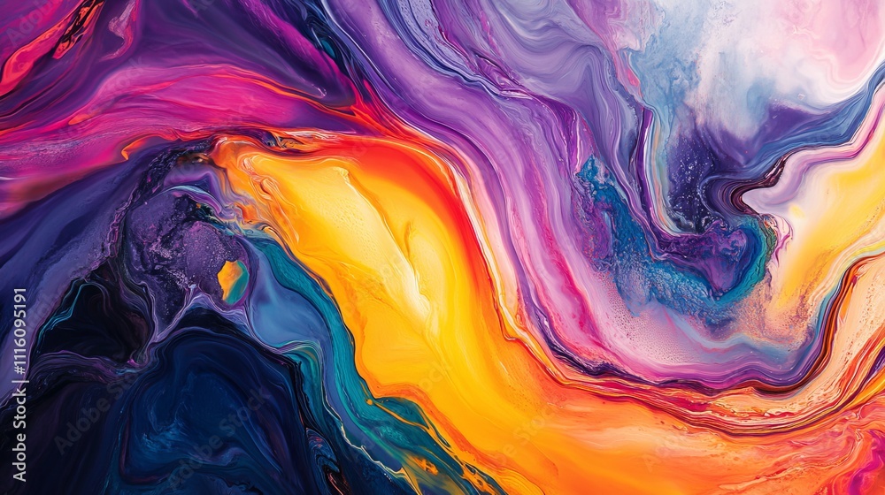 Poster abstract colorful fluid art with vibrant swirls