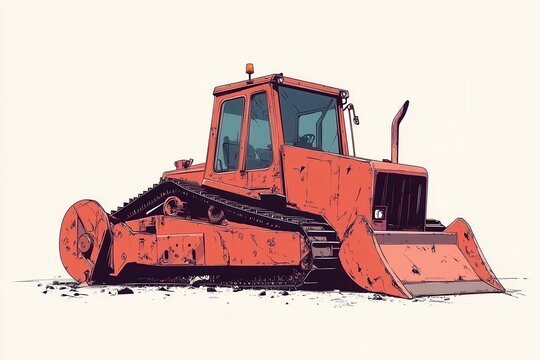 orange bulldozer construction equipment on white clip art preview