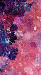 Abstract digital art featuring vibrant purple and pink textures with fluid patterns and colors