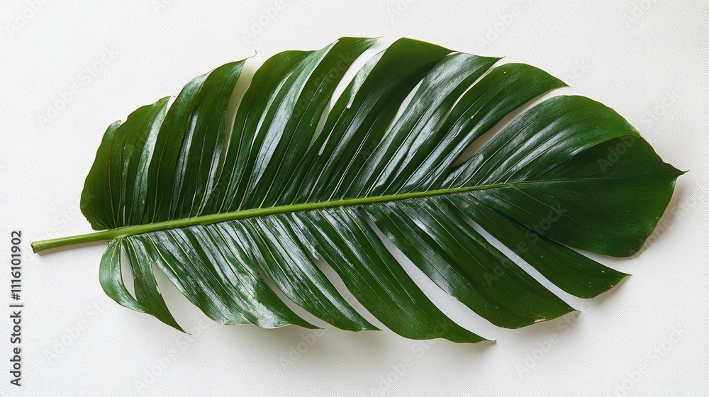 Poster coconut leaf isolated on a white background showcasing its vibrant green color and unique texture fo