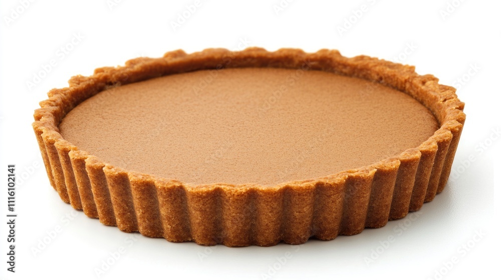 Aufkleber empty baked tartlet on a white background showcasing its textured crust and smooth filling perfect f