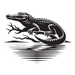 Captivating crocodile silhouette for versatile artistic applications - Crocodile illustration - minimallest crocodile vector
