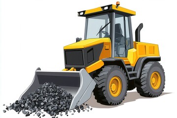 Obraz premium Compact Loader with Pile of Gravel