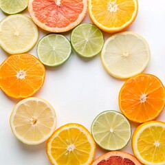 Obraz premium Slices of various citrus fruits like oranges, lemons, and limes