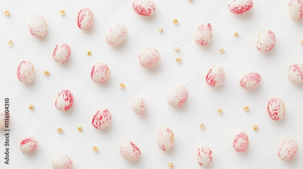 Aufkleber colorful beans scattered on a white background creating a vibrant and minimalist composition for foo