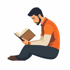 Professional Man Reading Textbook Icon Design for Education Purposes