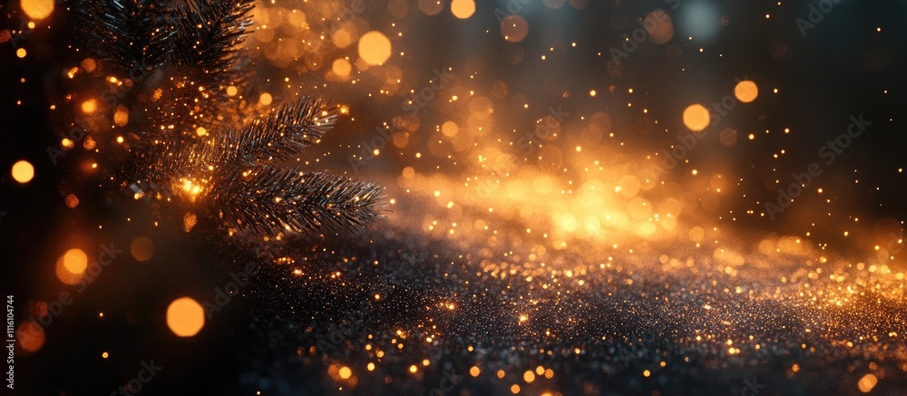 Poster Magical bokeh lights and shimmering sparkles creating a festive atmosphere for Christmas and New Year celebrations