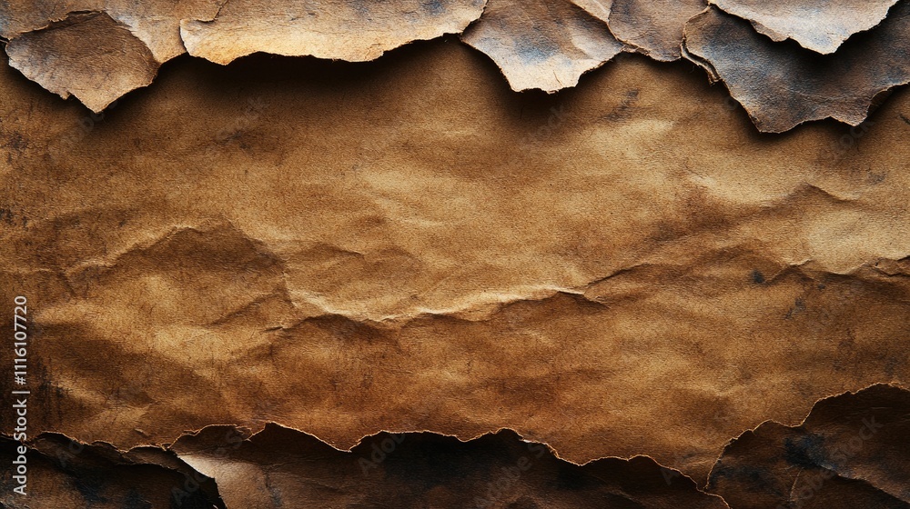 Poster textured brown cardboard surface with crumpled details and stains ideal for creative design backgrou