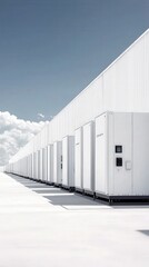 Fototapeta premium Row of Modern White Industrial Units on a Rooftop
