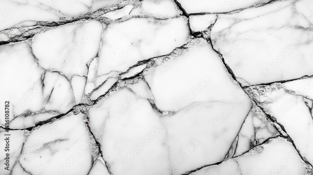 Poster black and white abstract marble texture with broken tile patterns for elegant wall decor
